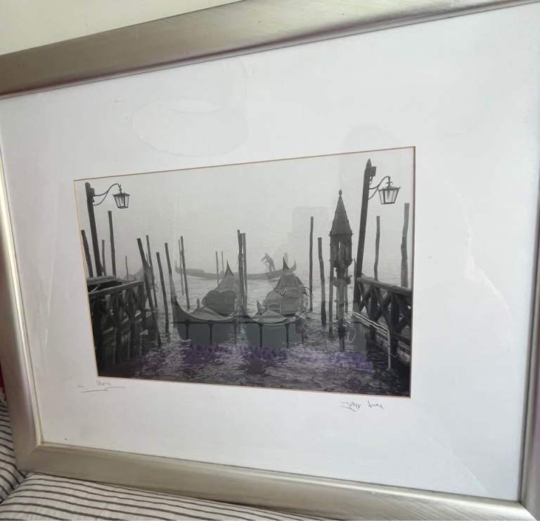 Italy Black and White Framed Venice Photographic Print