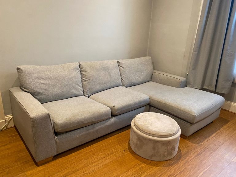 Large Grey Corner Sofa & storage futon/table