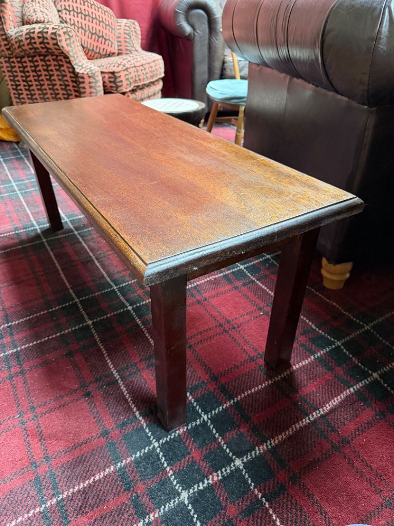 Vintage Solid Oak Bench / Coffee Table – Rustic Wooden Side Table – Single Slab Top