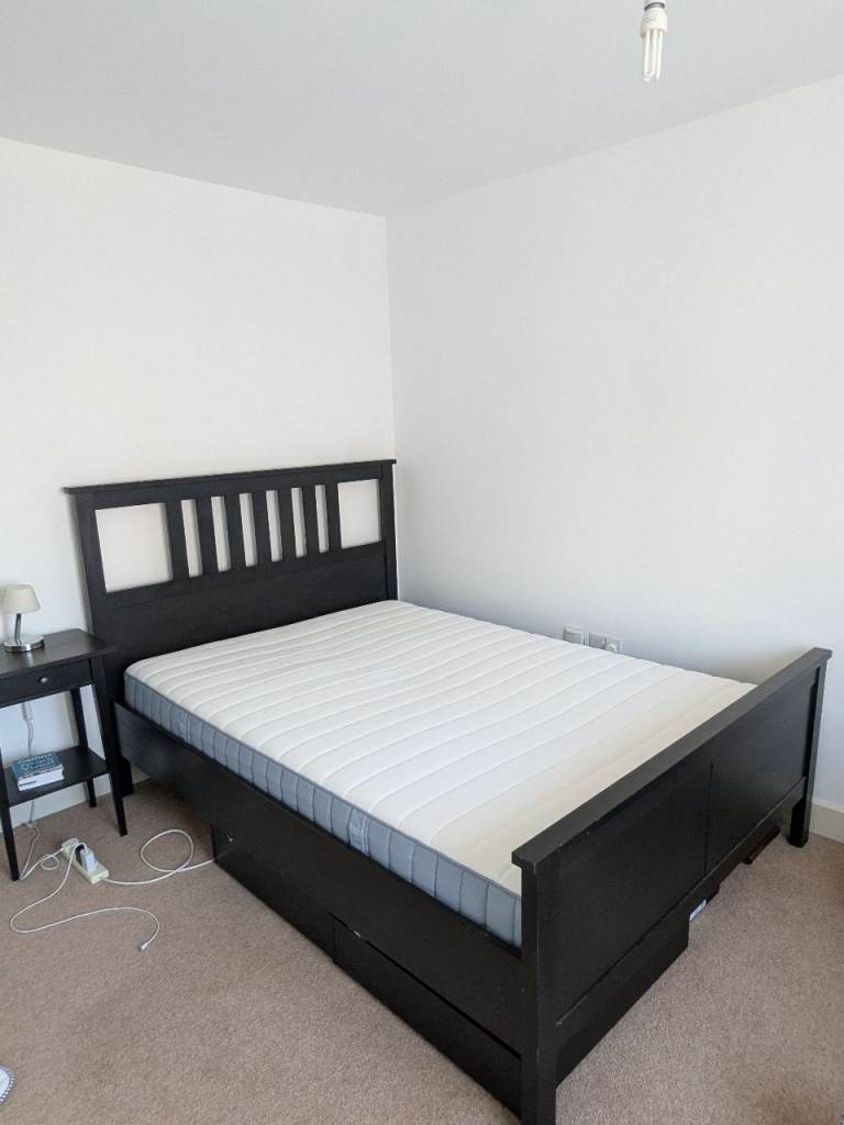 IKEA Double Hemnes bed frame + Valevag mattress (EU size)
