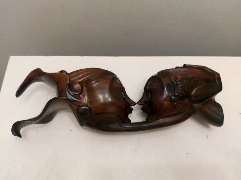 Bali Coromandel Wood Carved Sculpture African Art Home Decor Handmade Statue 