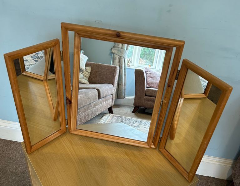 Pine Tilting Dressing Table Mirror  H20in/51cm W30in/56cm approx Good condition  J020*