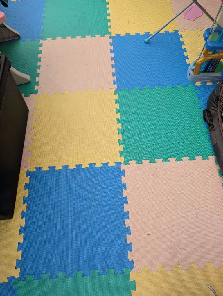 Playroom nursery multicoloured coloured floor tiles