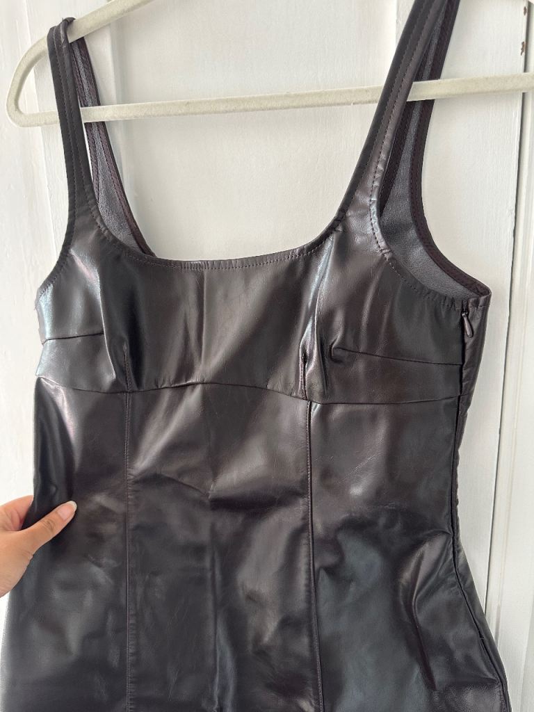 H&M Divided Black Faux Leather Strappy Mini Dress - Size S / EU 36