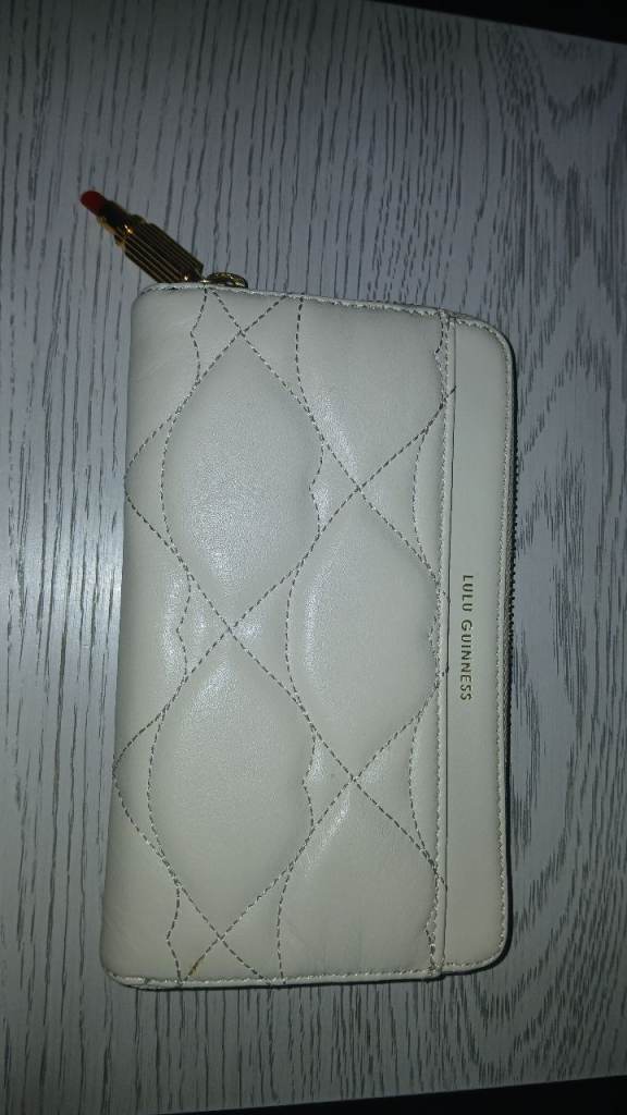 Lulu Guinness Quilted Cream Leather Wallet - Good Condition
