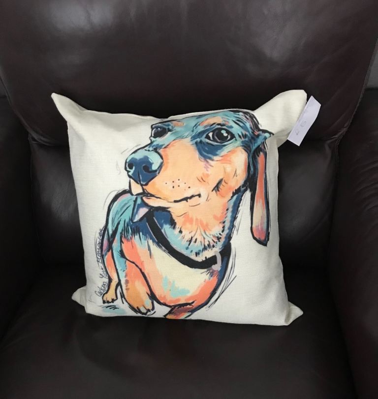 DACHSHUND (NEW) CUSHION 14”x 14