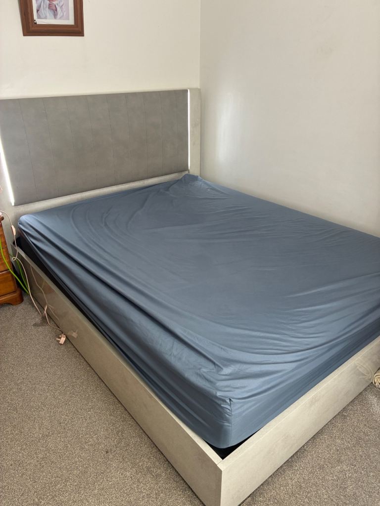 Premium King Size Ottoman Bed with LED Headboard – Heavy Italian Wood – Kilburn