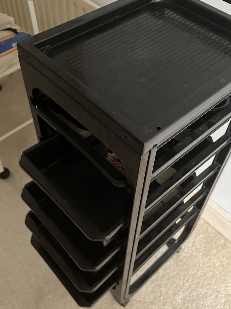 Black Storage Trolley with 5 Drawers and Wheels