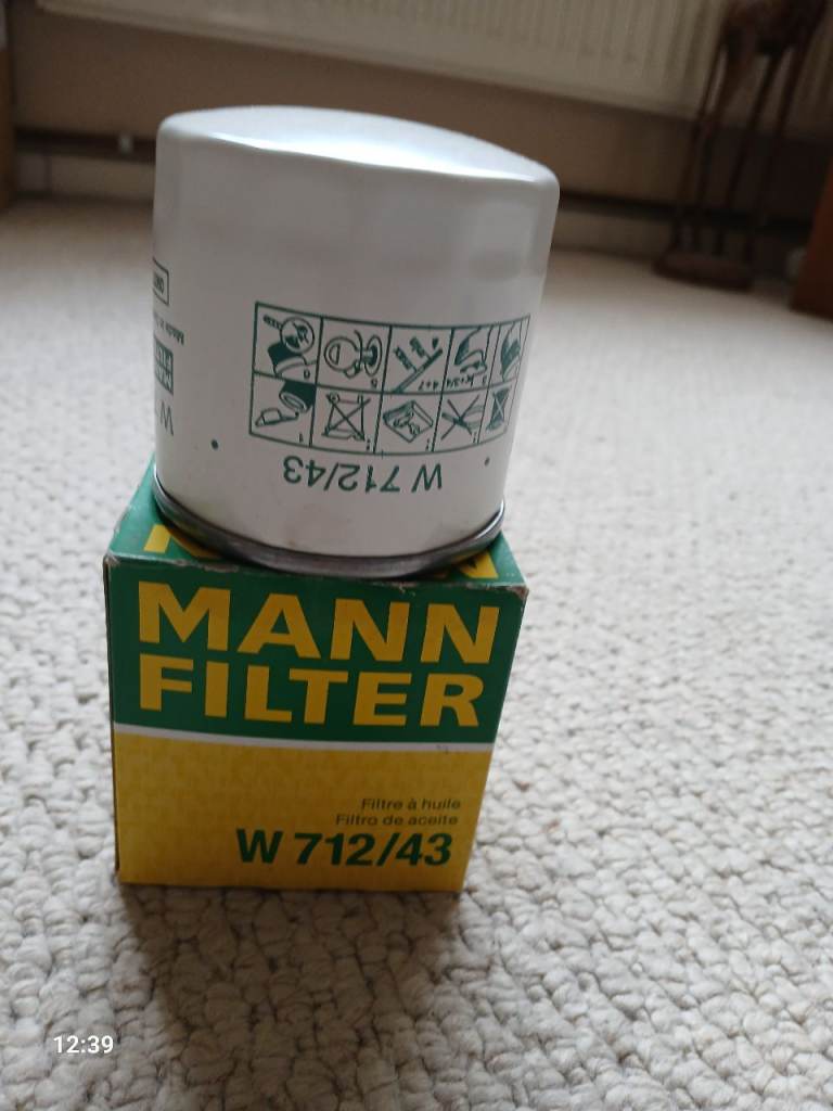 Ford Fiesta XR2 Oil Filter. 1.6 Kent Engine. 1984/89. MANN Brand..W712/43