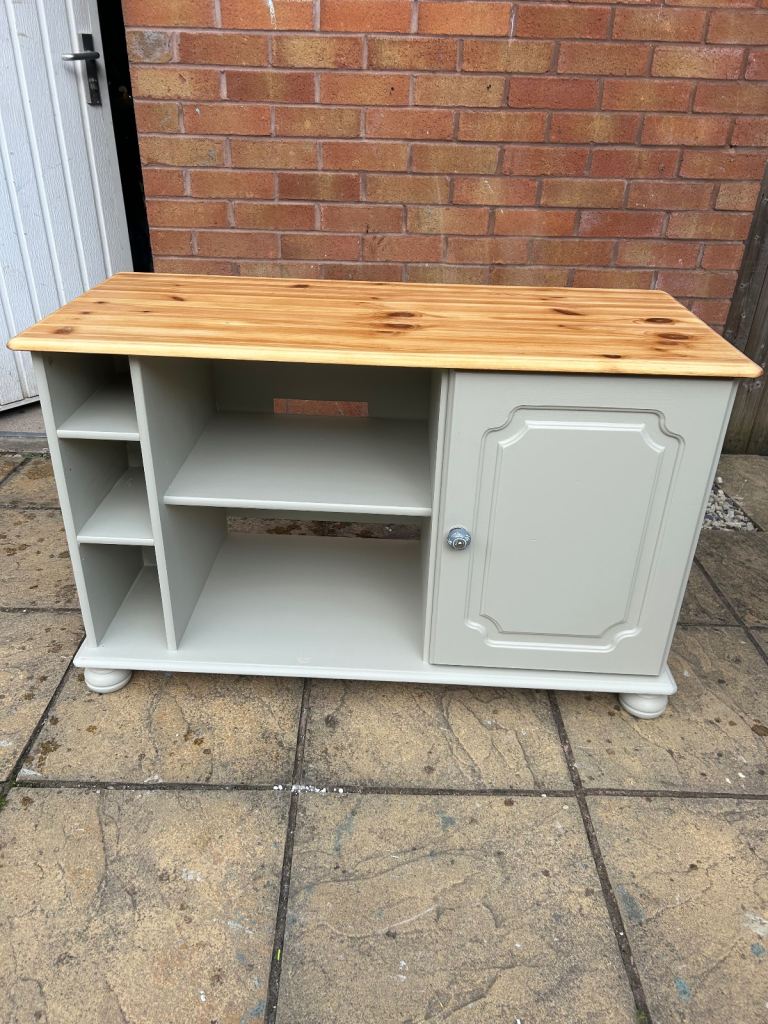 Refurbished pine tv unit
