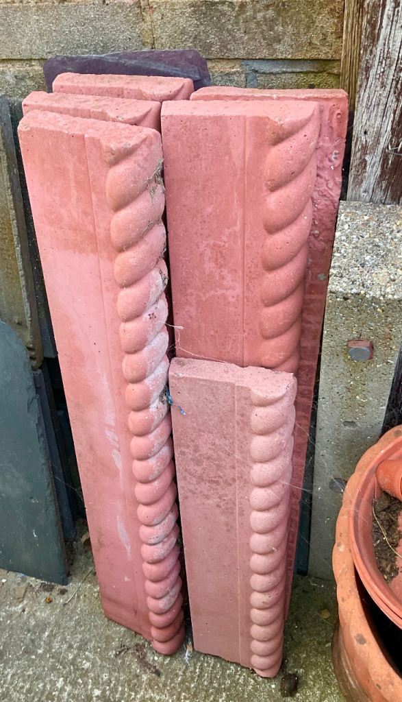 Red Concrete Edging Blocks - Decorative Garden Border