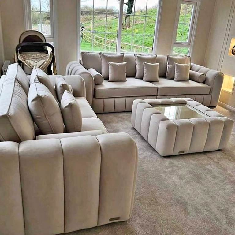 Brand New Lilly Plush Velvet 5 Seater Corner Sofa or 3+2 Seater Sofa Set ~~ Cash On Delivery