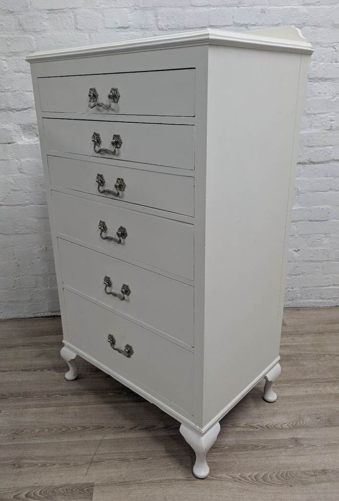 Queen Anne style 6 drawer tallboy chest of drawers 