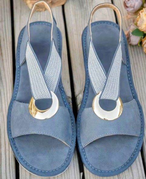 New open toe, single strap, sandals / shoes in blue - size: 7.5-8