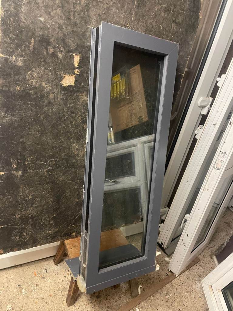 H 101 x W 35 cm - ANTHRACITE ALUMINIUM DOUBLE GLAZED WINDOW-CLEAR GLASS**BY ORIGIN**(REF: SJ473) 