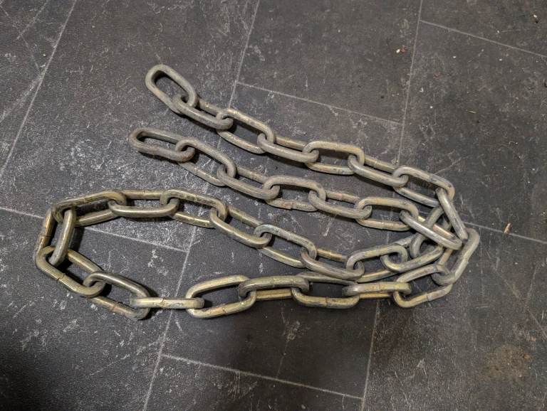 Heavy duty metal chain.
