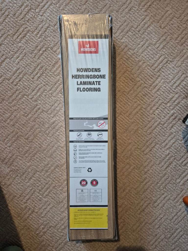 Howdens herringbone laminate flooring plus associated underlay - 15 sqm.