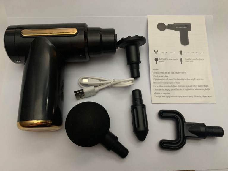 JMQ Portable Mini Gym Massage Gun + Multi Fittings (New/ Boxed)