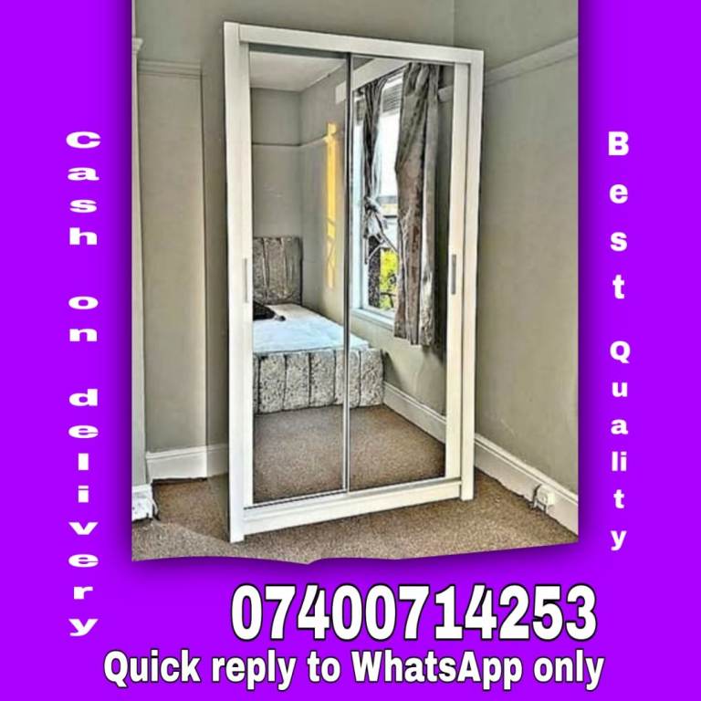 Stylish Sliding Wardrobe – 2/3 Door Options, 4 Colors