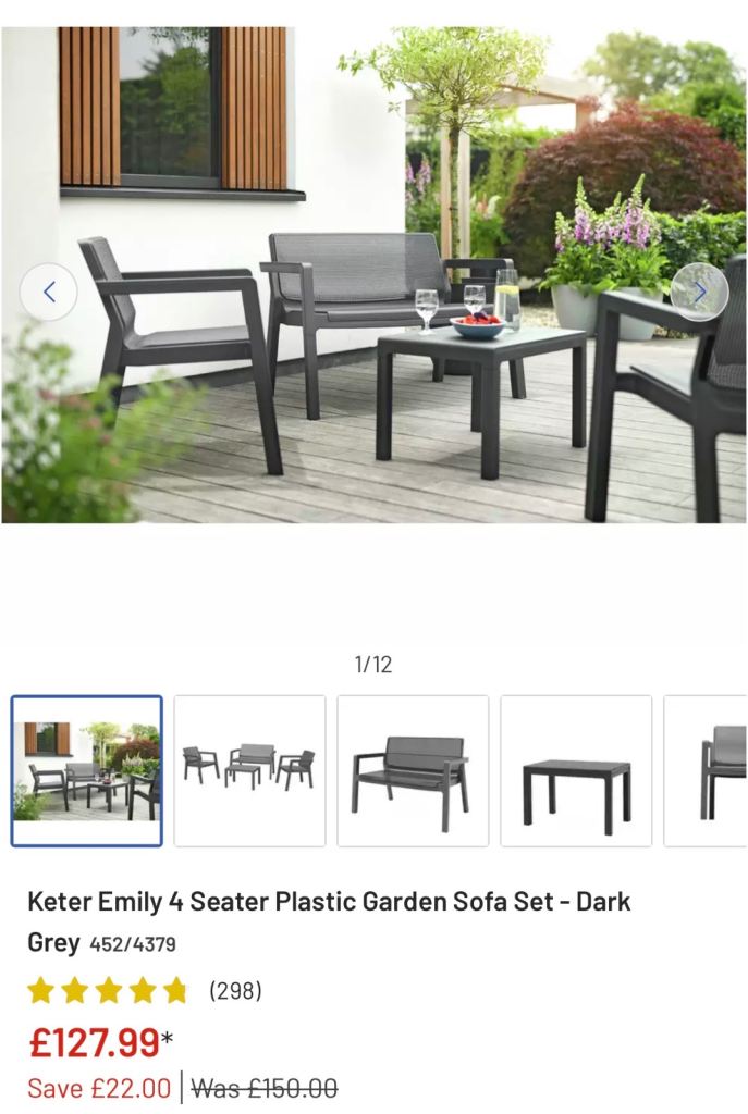 Keter Emily 4 Seater Plastic Garden 