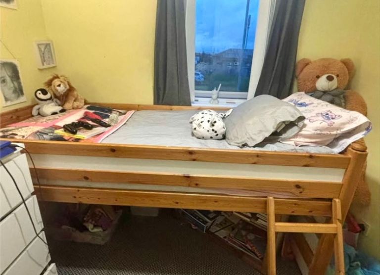 Solid Pine Wood White Mid Sleeper Bunk Bed Cabin Kids Child Landlord Rental 