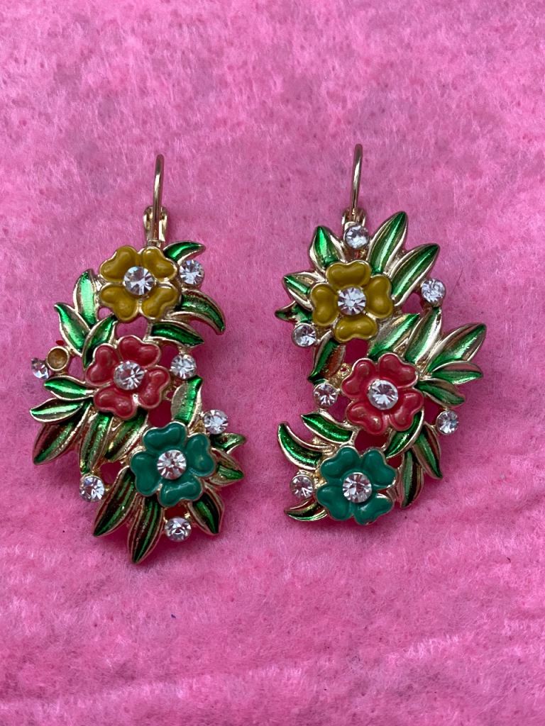 Charming Multicoloured Flower Drop Earrings