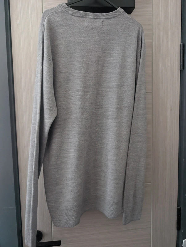 Primark Men Light Grey Fine Knit Jumper Size Large Crew Neck Sweater