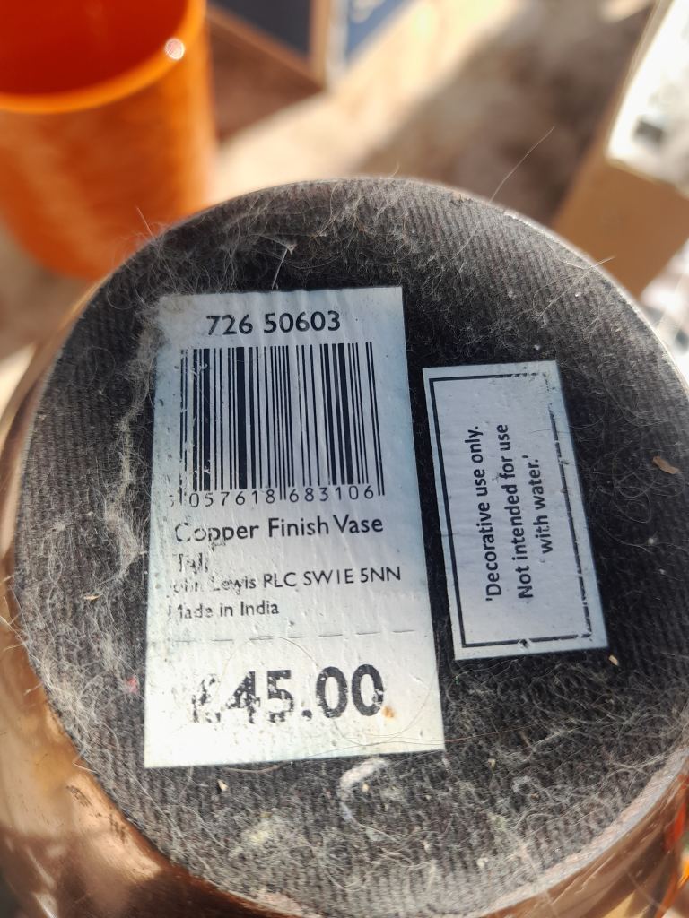 Copper coloured vase 