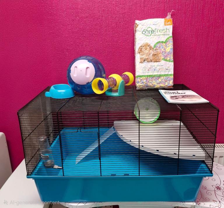 XL Hamster Cage Bundle – 2-Tier Dwarf/Syrian Setup + Bedding, Toys & More
