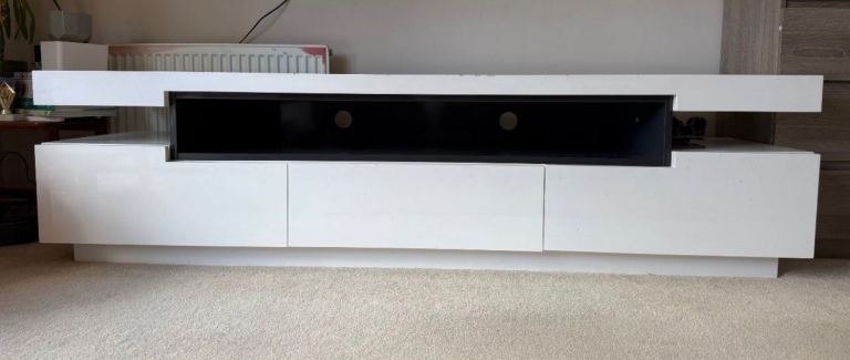 White Gloss Floating TV Unit with Storage Drawers