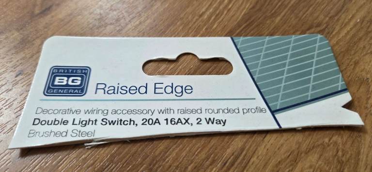 Raised Edge Double Light Switch - Brushed Steel