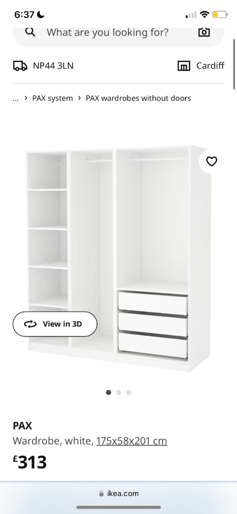 Pax wardrobe with glass drawer