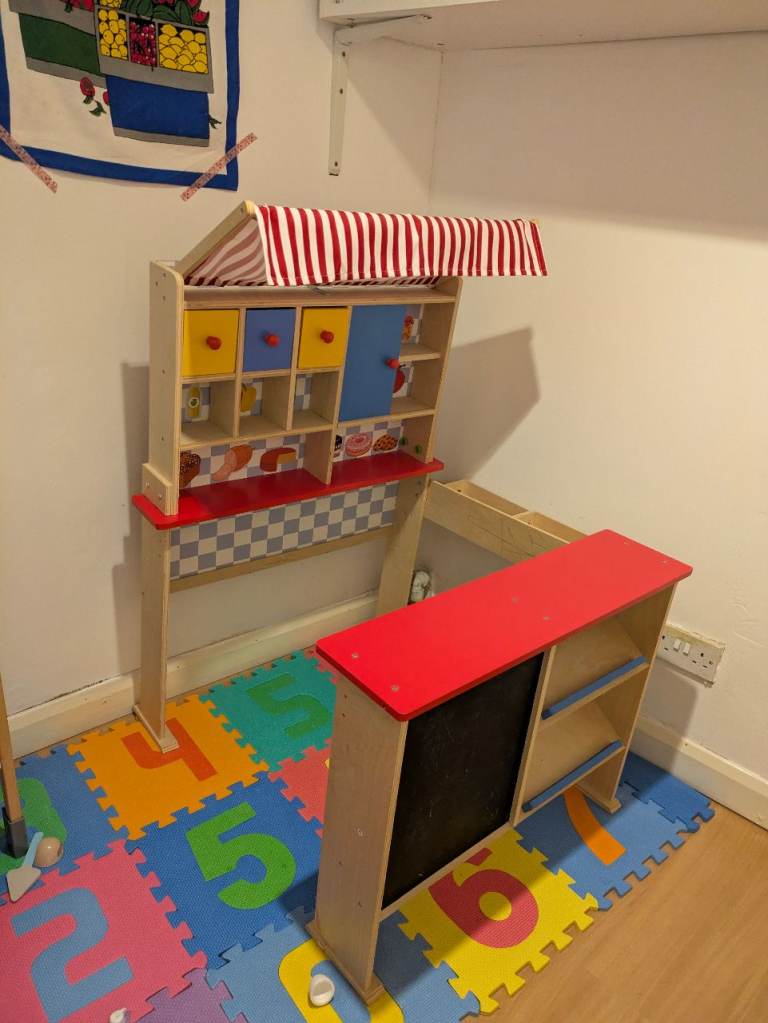 Children's Wooden Play Shop Market Kitchen Cafe