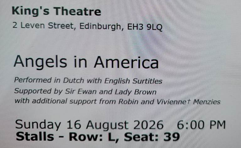 Two tickets for Angels in America at the King's Theatre - 16th August 2026