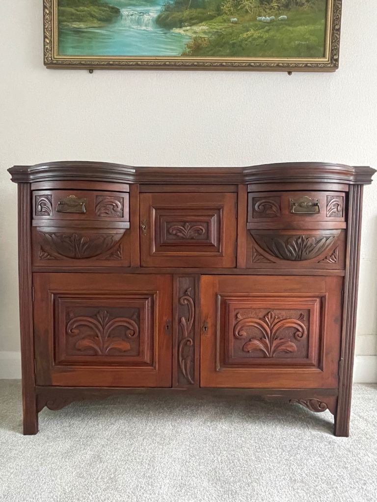 Antique Edwardian display side table chest of drawers 