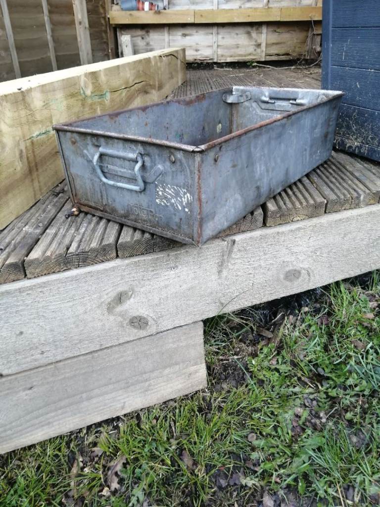 Galvanized metal planters. 