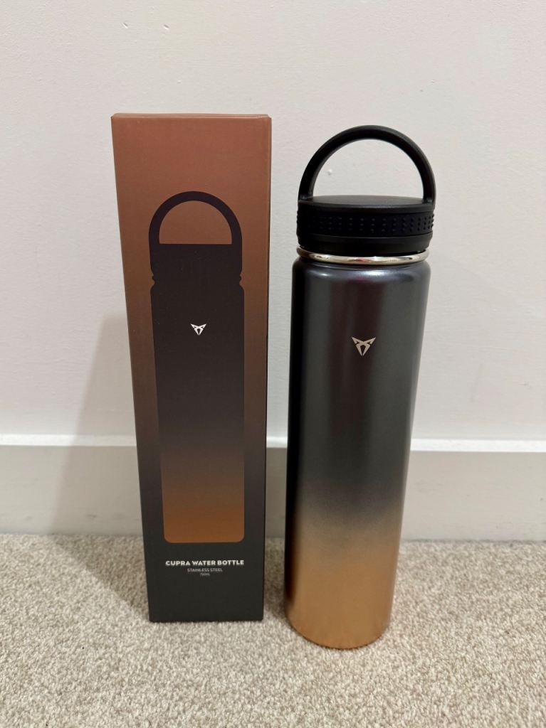 CUPRA black & copper large stainless steel water bottle, 750ml