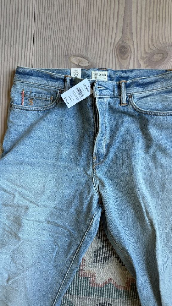 Premium new $300 Todd Snyder jeans with tags and Leather Jackets