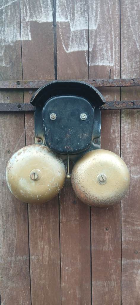 Vintage Style Mechanical Doorbell - Brass & Black, Fair Condition