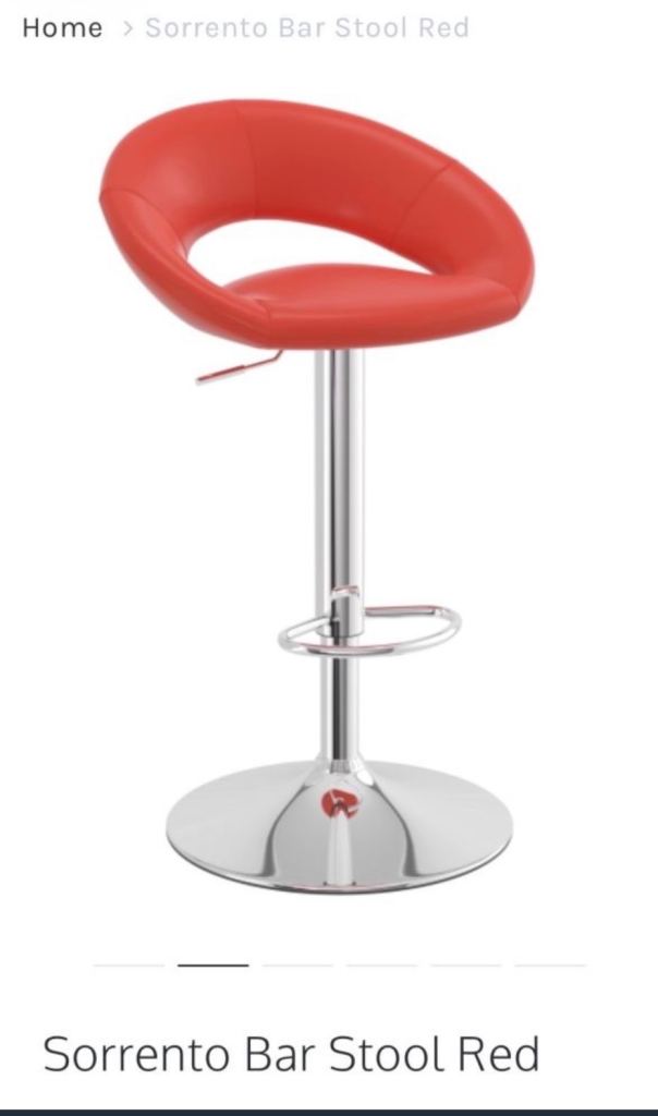 New Sorrento Red Bar Stool - Adjustable Height