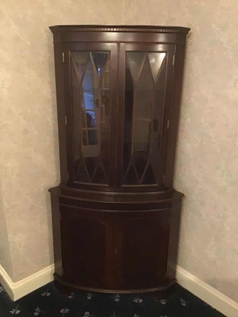 Double Fronted Wooden Corner Cabinet 