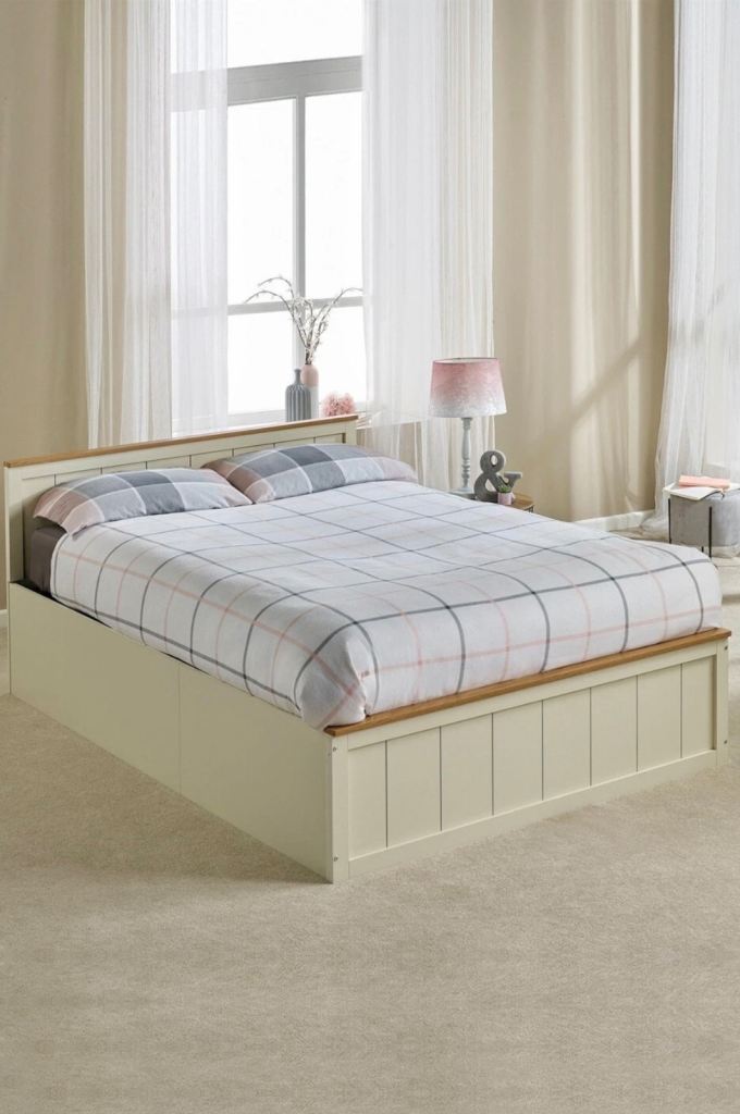 Double wooden ottoman bed