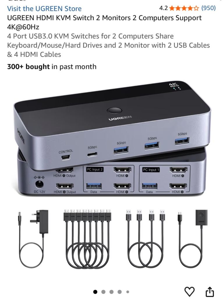 HDMI Dual monitor switch for computers