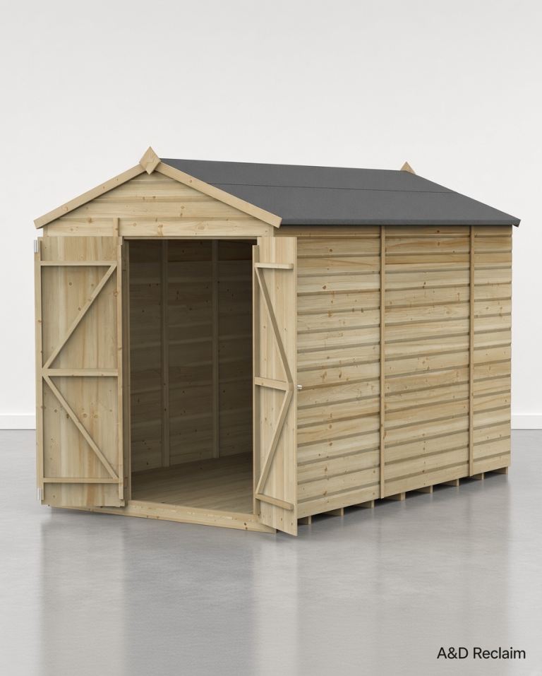 New 10' x 6' Garden Shed - Forest Beckwood Windowless Double Door Apex Wooden Shed - Flat Packed