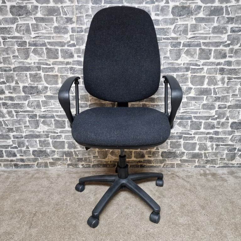 Office Desk Chair with Arms – Height Adjustable, Fabric Seat