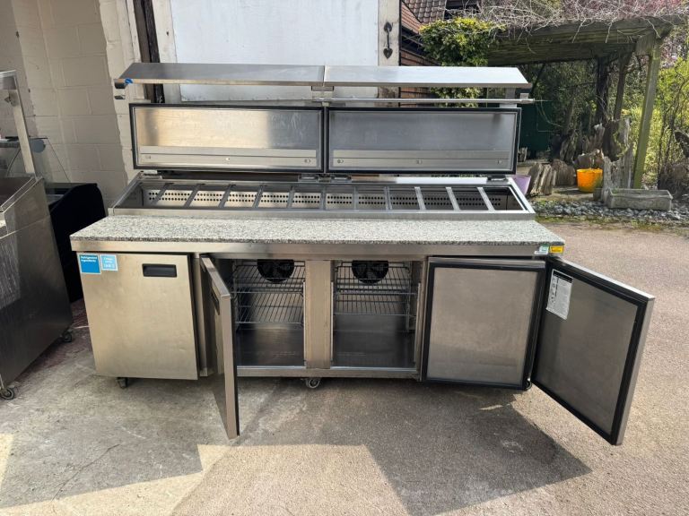 Commercial Stainless Steel Prep Station with Refrigerated Storage