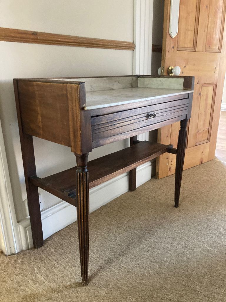 Vintage Wooden Dressing Table with Marble Top