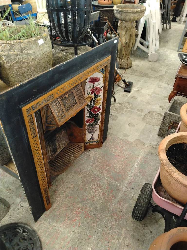 Decorative Wooden Fireplace Surround with Floral Design