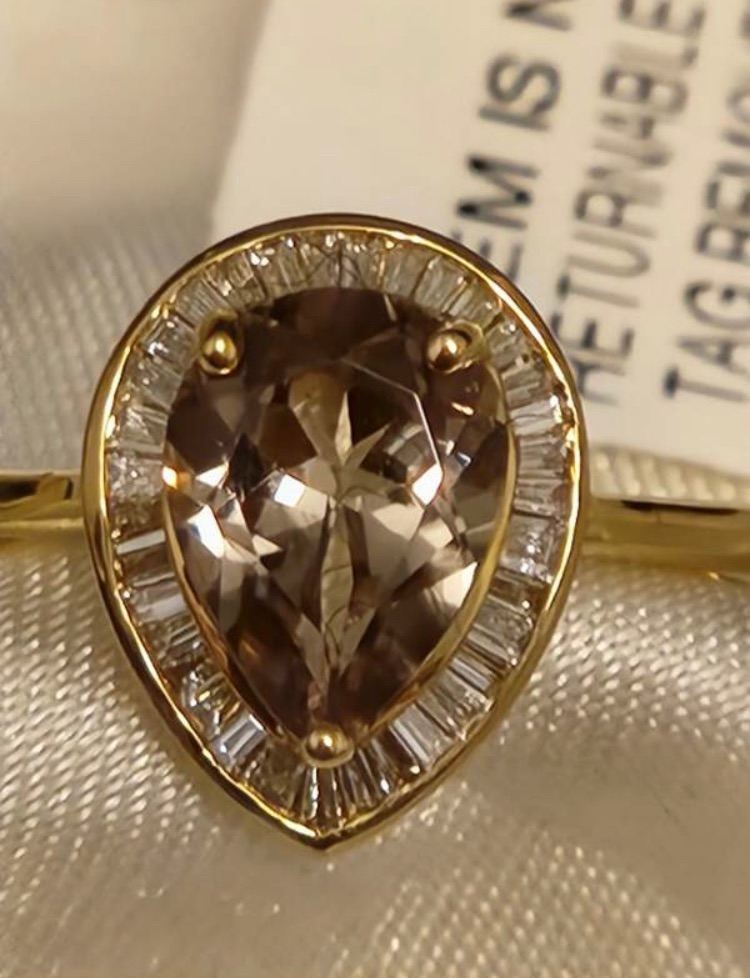 18CT RING Yellow Gold 2.25 Ct. AAA Grade 10X7 Turkizite SI G-H 33 Baguette Diamond Ring  NEW SIZE P 