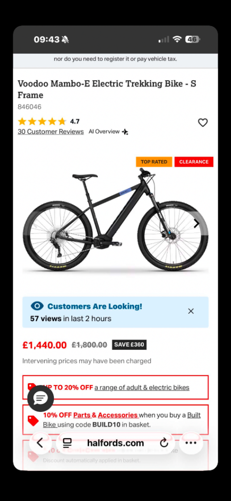 Voodoo Mambo-E Electric Trekking Bike - S Frame